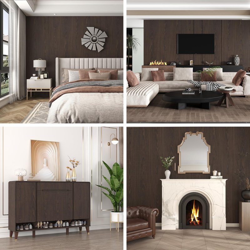 BAYYA Dark Brown Wood Grain Contact Paper Waterproof Peel and Stick Wallpaper Black Walnut Furniture Sticker for Kitchen Cabinet Table Floor Shelf Drawer Liner Self-Adhesive Vinyl Film Wall Covering