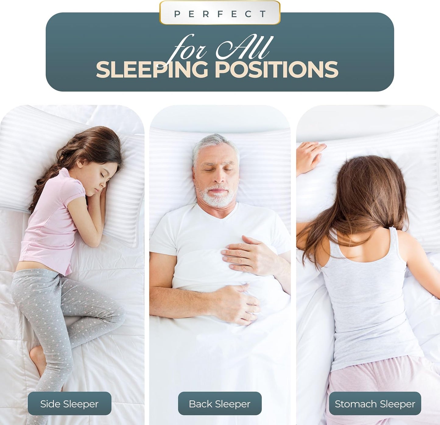 Utopia Bedding Queen Size Bed Pillows - Set of 2 Cooling Down Alternative Pillows for All Sleepers