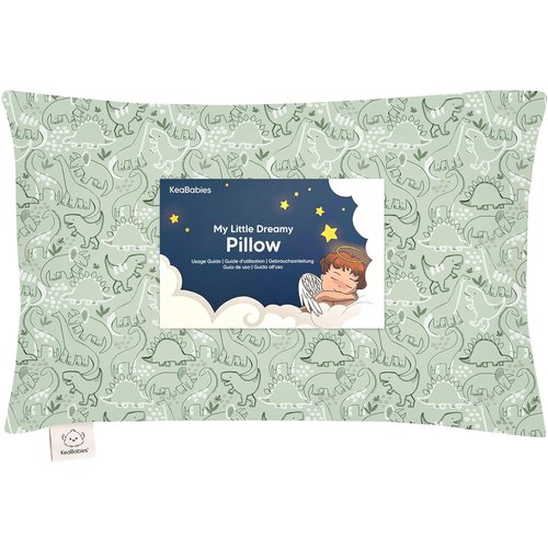 DinoDood Toddler Pillow - Soft & Breathable Organic Cotton Travel Pillowcase | 13x18 for Kids 2-5 Years