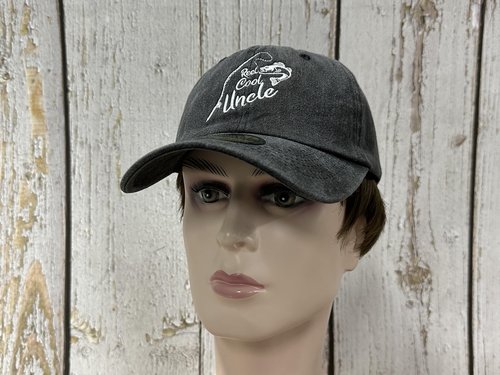 Enodtter Reel Cool Uncle Hat for Men, Funny Fishing Gift, Washed Black Embroidered Baseball Cap Adjustable Trucker Hat Cotton Hat