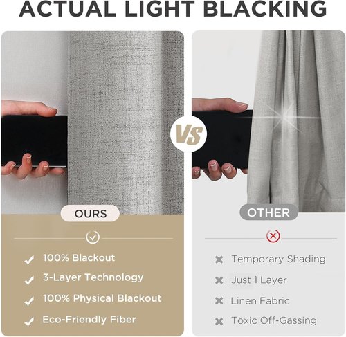 Joydeco Blackout Curtains - 84 Inch Linen Light Blocking Drapes | Thermal Insulated Privacy Panels (Set of 2)