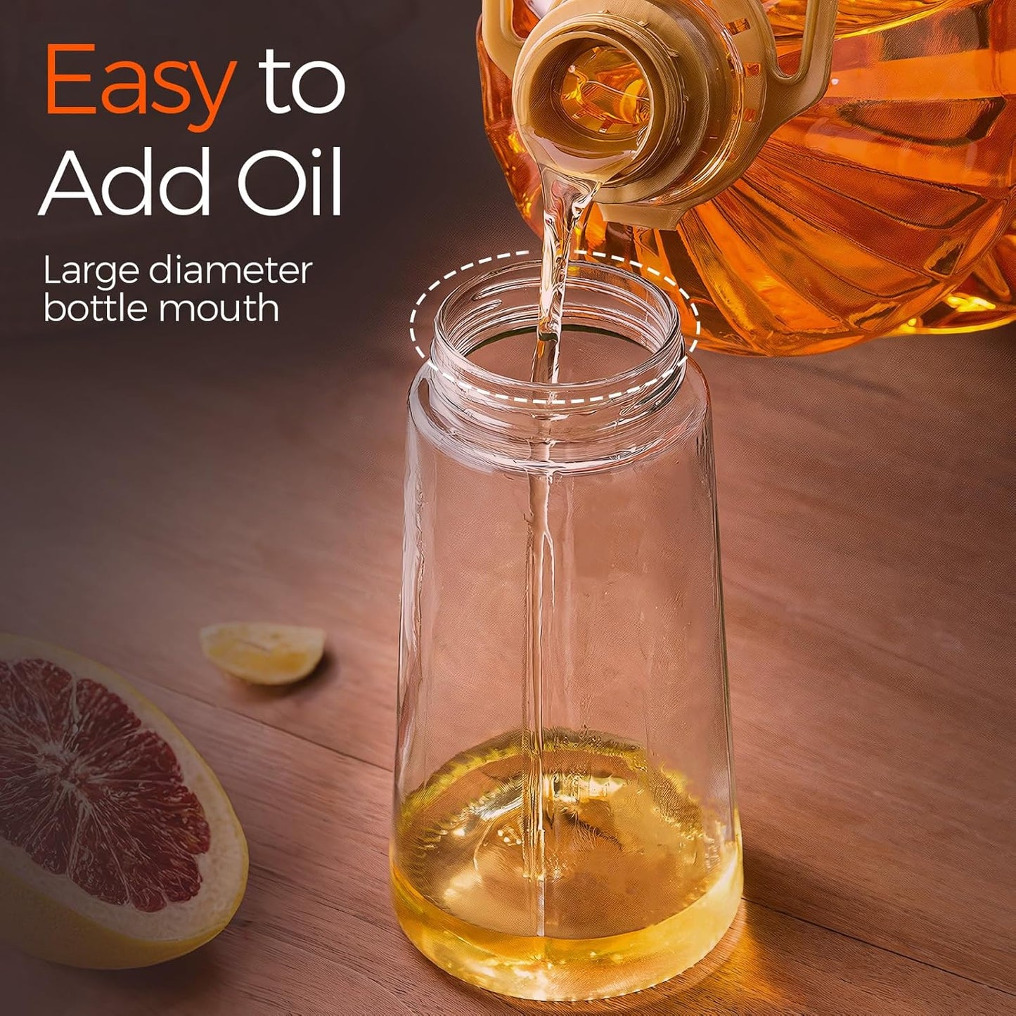 YARRAMATE 16oz Glass Olive Oil Sprayer - 2-in-1 Food Grade Premium Kitchen Dispenser | Peach Pink
