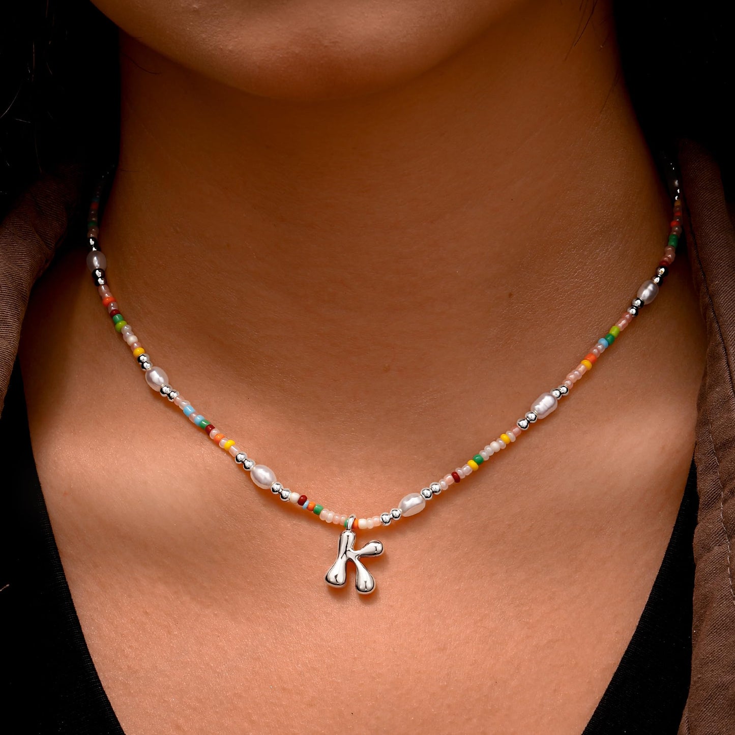 Ritach Initial Necklaces for Women Jewelry - Letter V Necklace Colorful Initial Necklaces for Women Beaded Boho Necklace Summer Beach Jewelry