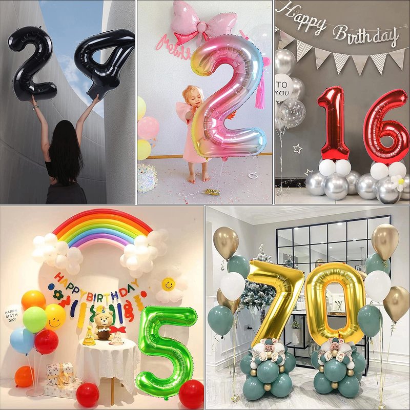 Smlpuame 40 inch Number Balloon 0-9 Black Large Number 19 Balloons,Digital Balloons for Birthday Party Celebration Decorations Supplies, Helium Foil Number Balloons for Wedding Anniversary