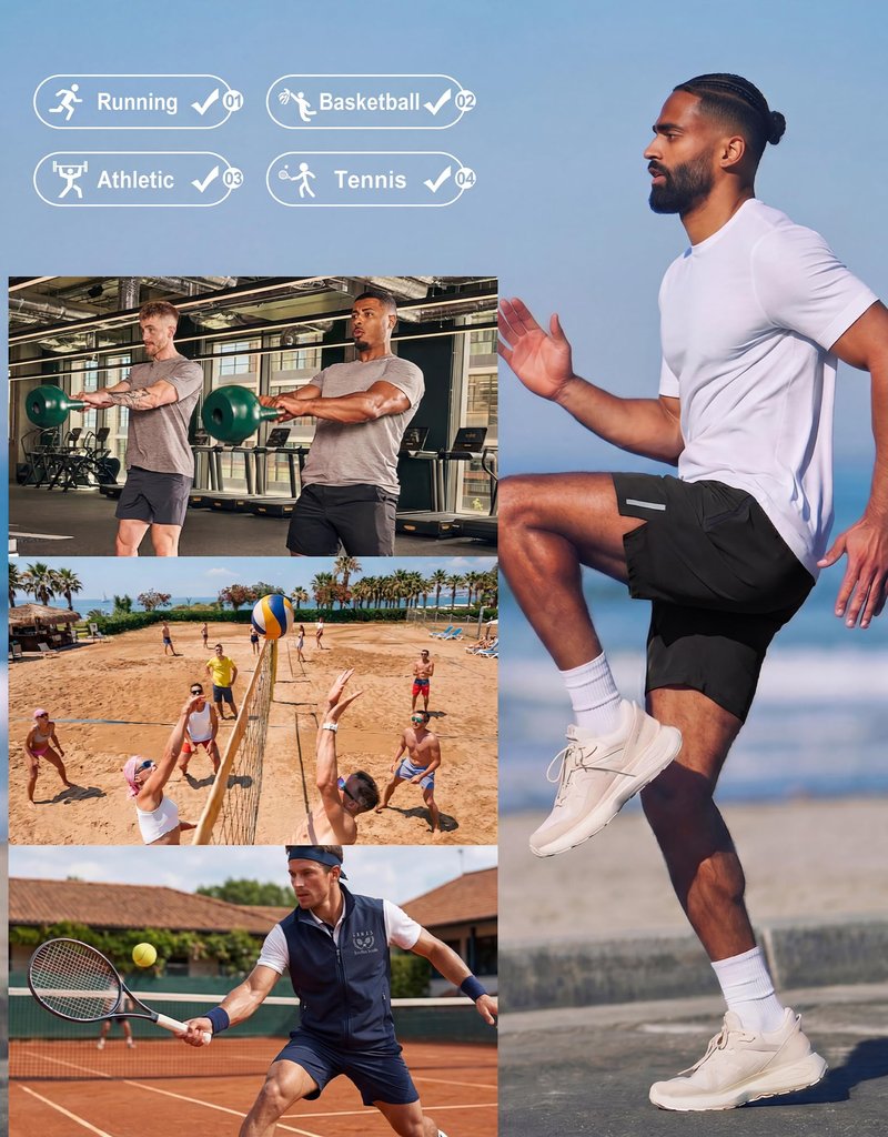 COOFANDY Mens Workout Athletic Shorts 7 inch Inseam Quick Dry Hiking Shorts Men Lightweight Sports Gym Shorts Running Black