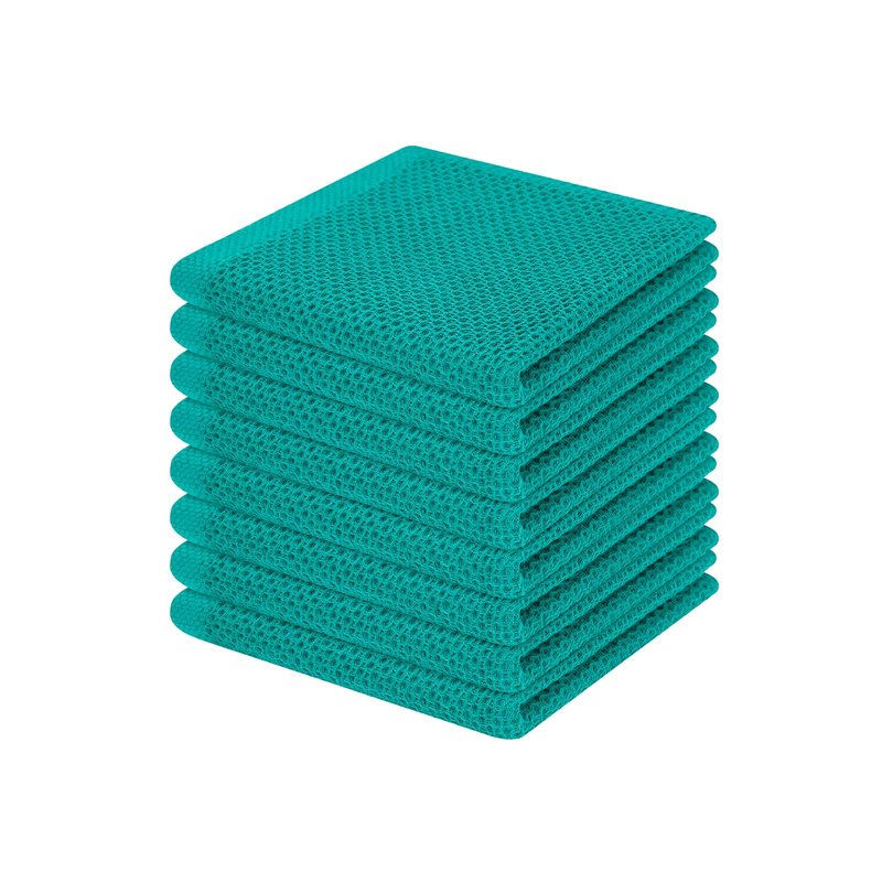 Homaxy 100% Cotton Waffle Weave Kitchen Dish Cloths, Ultra Soft Absorbent Quick Drying Dish Towels, 12 x 12 Inches, 8-Pack, Teal