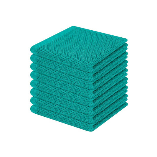 Homaxy 100% Cotton Waffle Weave Kitchen Dish Cloths, Ultra Soft Absorbent Quick Drying Dish Towels, 12 x 12 Inches, 8-Pack, Teal