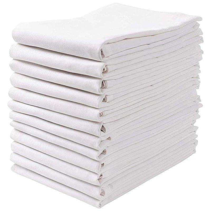 Wealuxe Flour Sack Dish Towels for Kitchen, 12 Pack, 28x28 - Lint-Free, Super-Absorbent Cotton Tea Towels for Kitchen Drying, Bread Proofing, Baking, Crafting, Embroidery