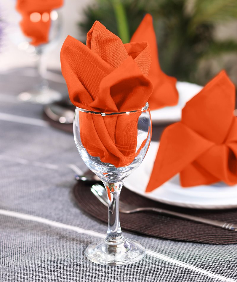 Utopia Home Orange Cloth Napkins (12 Pack, 20x20 Inches), Thanksgiving Ideal Fall Dinner Napkins for Halloween, Thanksgiving, Party, Wedding and Lunch/Dinner