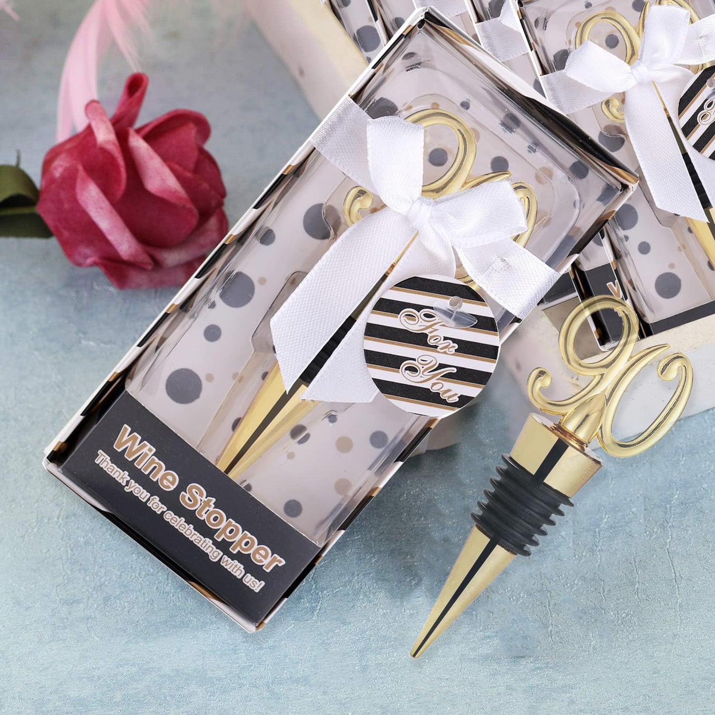 12PCS 90 Wine Stopper for 90th Birthday Party Favors or 90th Anniversary Party Gifts 90th Birthday Party Gifts Souvenirs Decorations for Guests (90th,12)