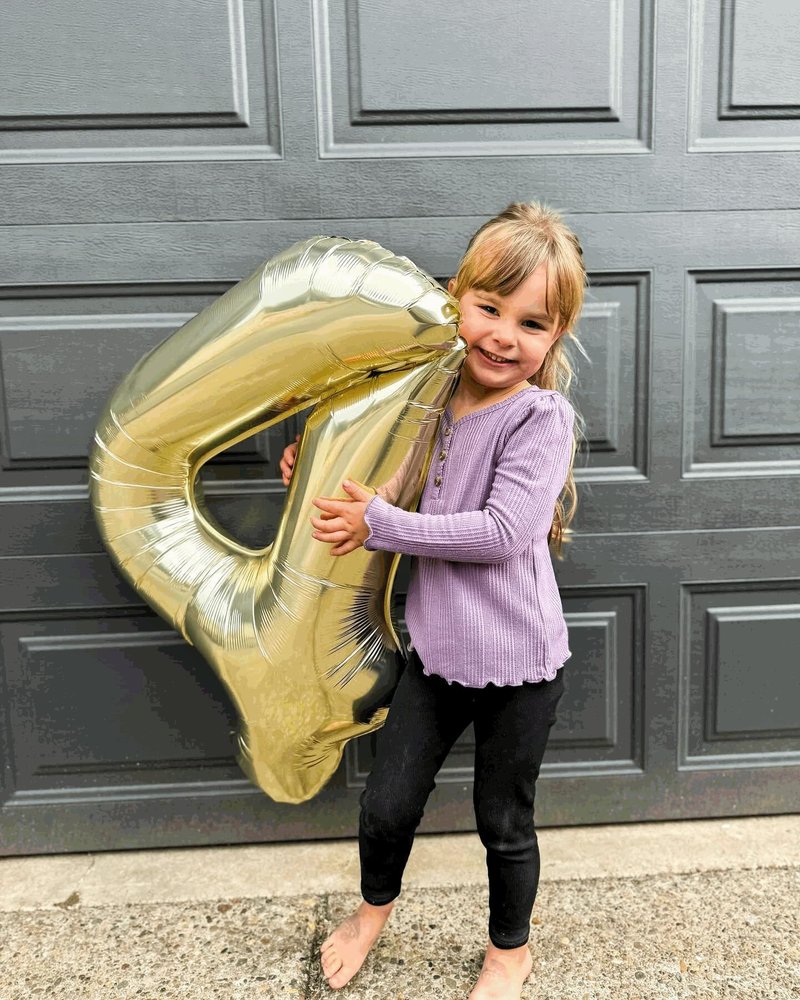 Light Gold Number 4 Balloon 40 Inch, 4th Birthday Party Decorations for Children, Giant 4 Foil Balloon for Party Supplies