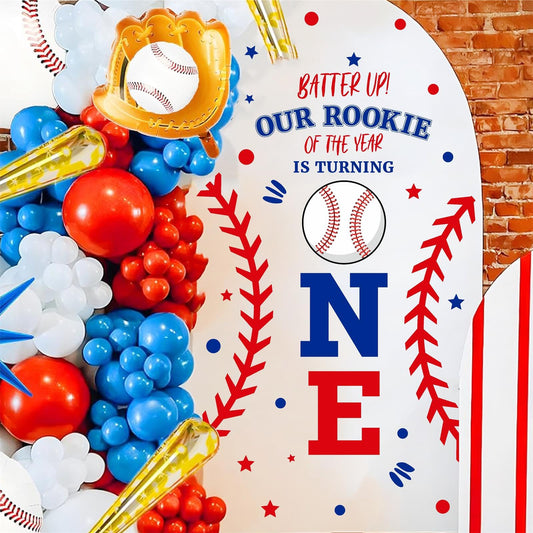 First Birthday Arch Decals for Baby Boy Baseball Theme Party Decorations 1st Birthday Backdrop Decals Rookie of The Year Baby Shower Balloon Arch Decor Photography Background Stickers