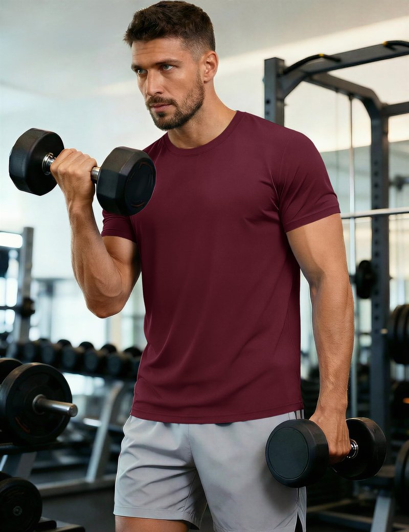 MAGCOMSEN Short Sleeve T Shirt Men UV Protection UPF 50 Shirts Moisture Wicking Quick Dry T Shirts Active Shirts Crew Neck Wine