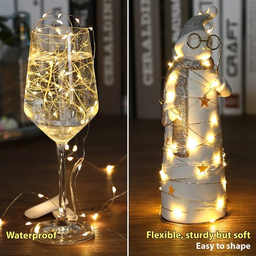 HXWEIYE 18 Pack Fairy Lights Battery Operated, 7ft 20LED Warm White Led Mini String Lights Mason Jar Lights, Waterproof Firefly Starry Light for Mason Jars Indoor Outdoor Wedding Party Crafts DIY