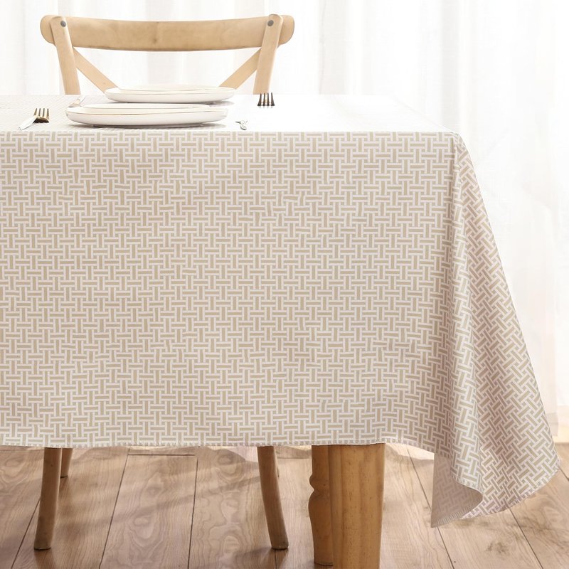 Walrus Heavy Duty Vinyl Tablecloth with Flannel Backing Waterproof Oil-Proof Plastic Table Cloth Stain-Resistant Wipeable Rectangle or Square Table Cover for Indoor and Outdoor (Weaving, 52X70 Inch)