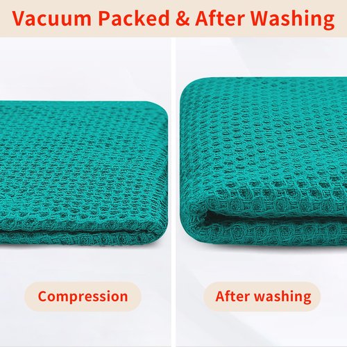 Homaxy 100% Cotton Waffle Weave Kitchen Dish Towels, Ultra Soft Absorbent Quick Drying Cleaning Towel, 13 x 28 Inches, 4-Pack, Teal