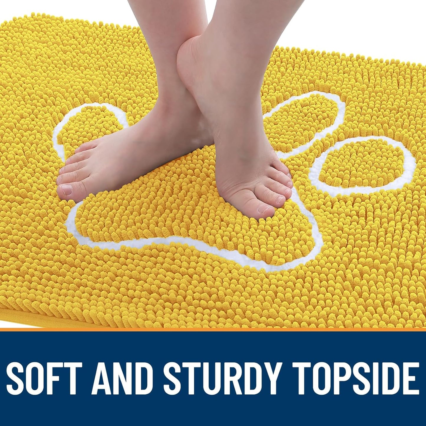 OLANLY Dog Door Mat - Absorbent Non-Slip Mud Mat for Muddy Paws | 30x20 Paw Print Design, Quick Dry Yellow