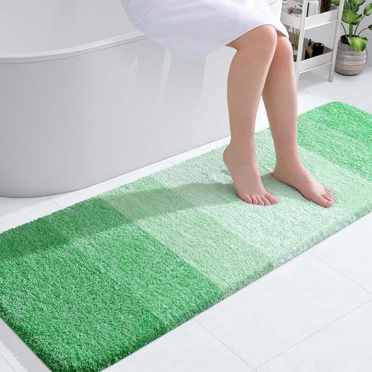 OLANLY Bathroom Runner Rug - Extra Soft Microfiber Mat, Quick Dry & Washable, 59x20 Inches, Green