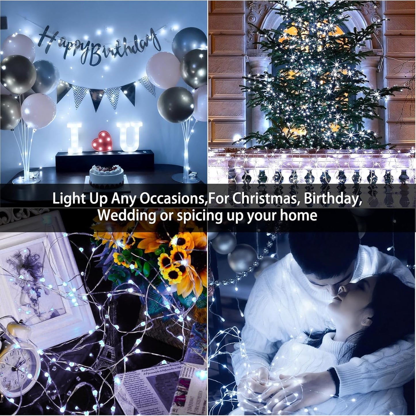VOOKRY 30 LED Fairy String Lights - 10 ft Mini Silver Wire for DIY Crafts & Wedding Decor | Cool White
