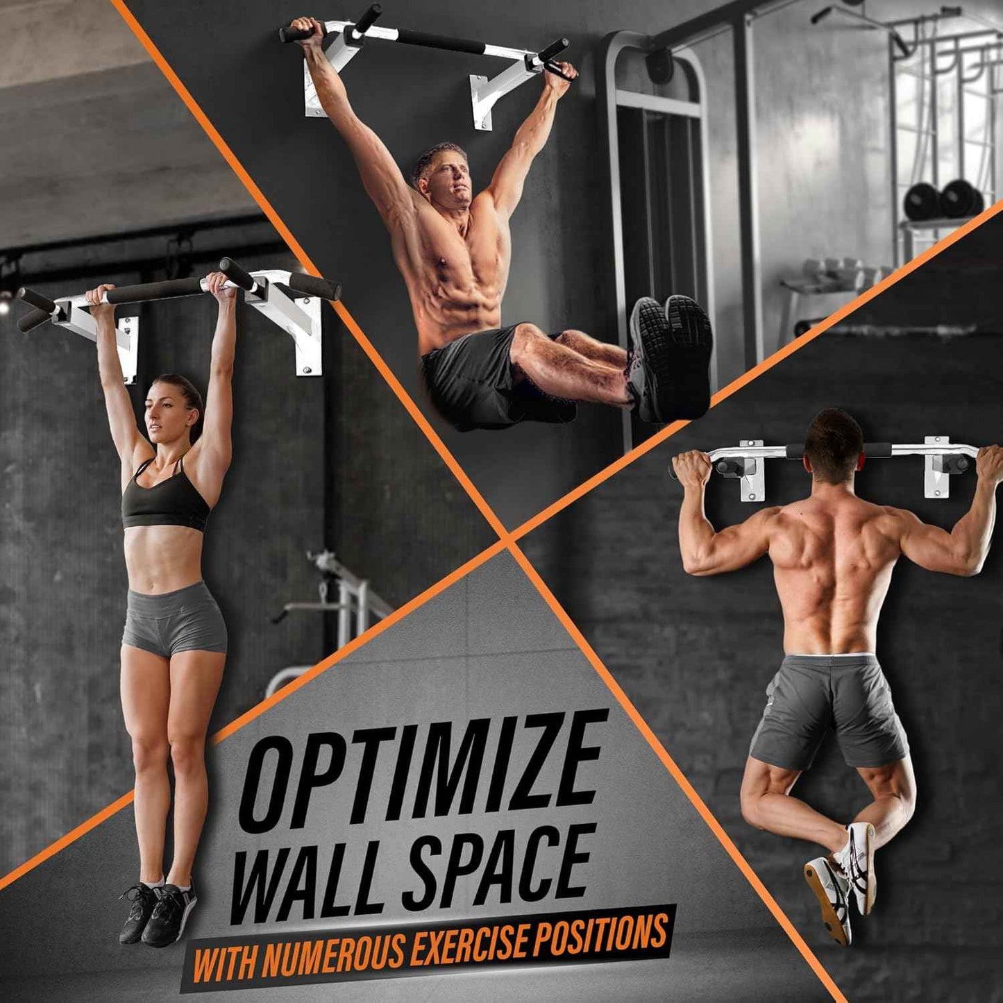 Wall Mounted Pull Up Bar - Multifunctional Home Gym Strength Training Equipment