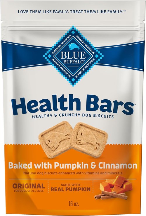 Blue Buffalo Health Bars - Crunchy Dog Biscuits with Natural Ingredients | Pumpkin & Cinnamon, 16 oz Bag