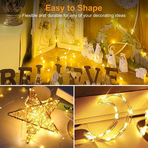 btfarm 24 Pack Fairy Lights Battery Operated [3 Modes], 7ft 20 Led Twinkle Lights String Lights Waterproof Bulk Small Mini Silver Wire for Christmas Mason Jars Wedding Table Centerpiece, Warm White