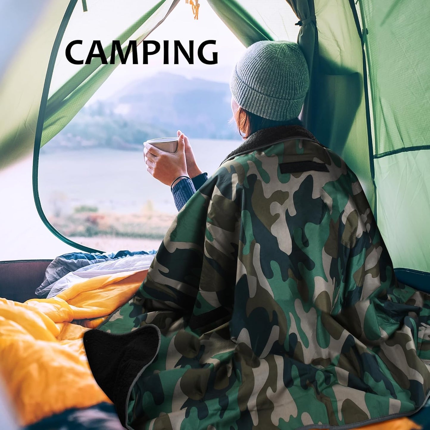 Tirrinia Large Waterproof Outdoor Blanket, Soft Warm Windproof Stadium Blanket with Sherpa Fleece and Foldable for Outdoor Sport, Baseball, Football, Beach, Concerts, Car