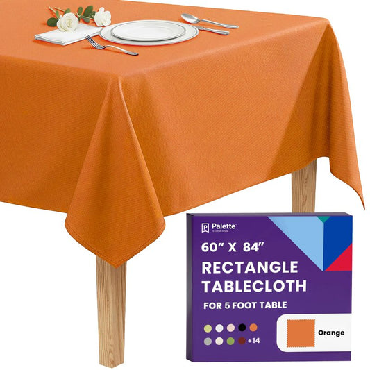 Gee Di Moda Rectangle Tablecloth - 60 x 84 Inch Orange Table Cloth for 5 Foot Rectangle Tables - Heavy Duty Washable Fabric - for Holiday Party, Dinner, Weddings, Baby Shower & Events