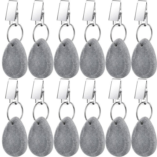 Geiserailie 12 Pcs Light Gray Tablecloth Weights Tablecloth Pendant Teardrop Shape Table Cover Weights with Metal Clips for Outdoor Picnic Garden Dinner Table Cover Decoration