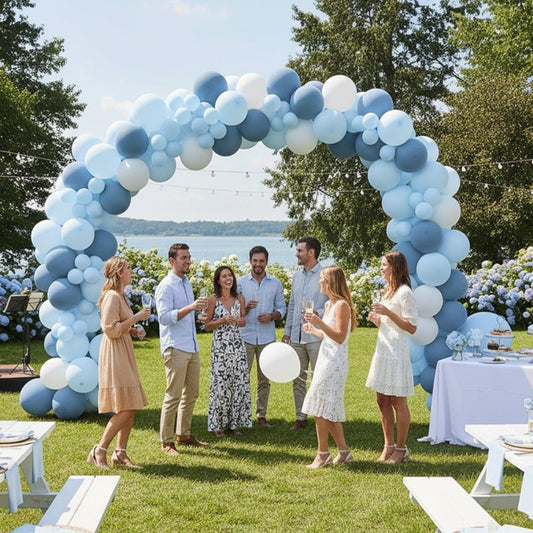 RUBFAC Dusty Blue Balloons 129pcs Different Sizes Pack of 18 12 10 5 Inch, Latex Boho Neutral Blue Balloon Garland Arch Kit for Wedding Engagements Anniversary Baby Shower Birthday Party Decorations