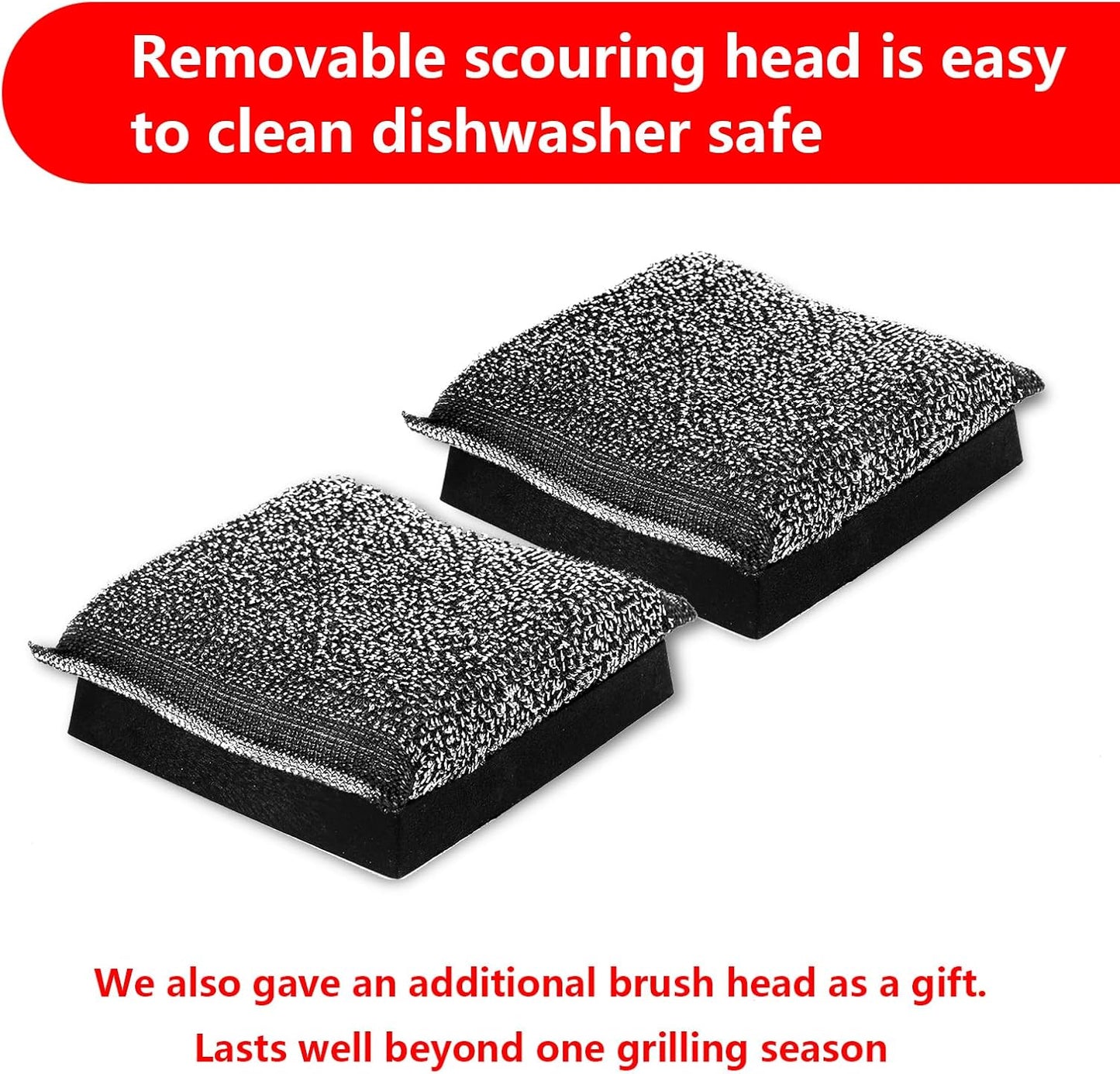 XUDKAKAIXIN Grill Brush - Bristle-Free Design with Replacement Head | Safe & Efficient for Cast Iron & Stainless Steel Grates