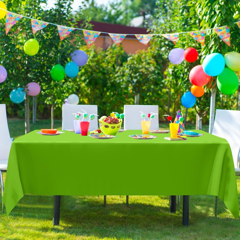 QZYL 2 Pack Table Cloths for Rectangle Table, 108 x 54 Inches Light Green Plastic Tablecloth, Disposable Rectangle Tablecover Tear Resistant Party Tablecloths, Decorative Party Decorations for Home
