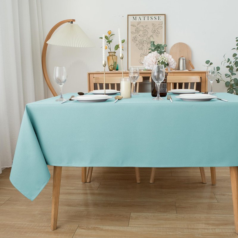 Biscaynebay Tablecloth for Rectangle Tables-90x132 Inch Aqua Blue Outdoor Picnic Table Cover-Rectangular Folding Table Cloths Water Resistant for Kitchen Camping Dining Room Patio Banquet Party