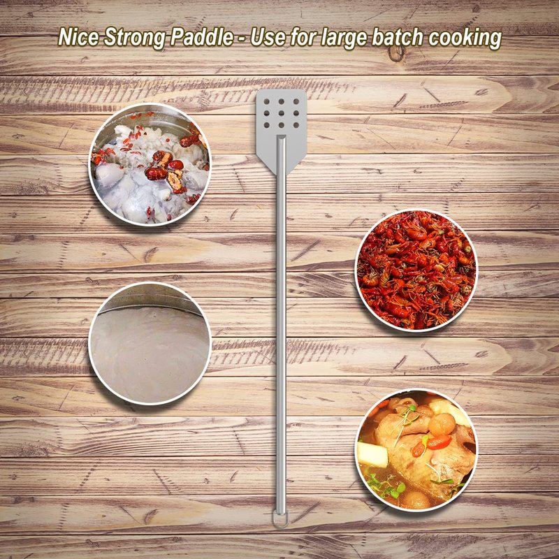 42" Stainless Stiring Paddle Mash Spatula Mixing Paddle Perfect for Cooking, Crawfish and Brewing, Grill, Seafood Boils, Durable 42-in Stainless Steel Stir Paddle Mixer Wide Huge Spatula Paddle