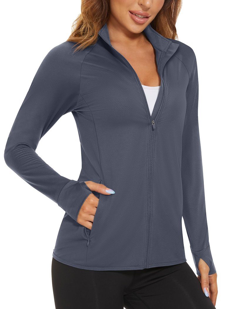 MAGCOMSEN Lightweight Jacket for Women Long Sleeve UPF 50+ Sun Protection Shirts Hiking Running Workout Shirts Grey S