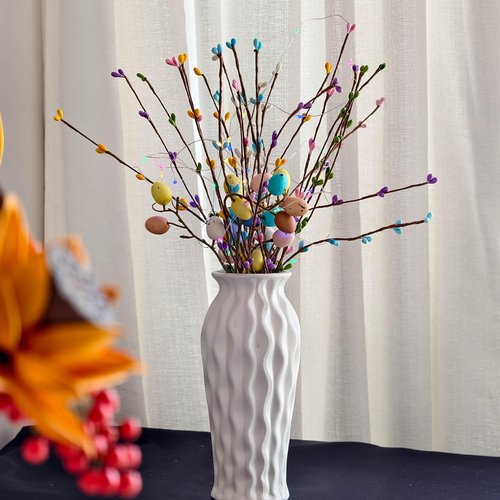 Easter Egg Branches Berries Artificial Spray Vine Centerpiece Decorations Pastel Eggs Spring Floral Stems Speckled Twig Branches Floral Arrangement Wreath Easter Picks Flower Arrangements