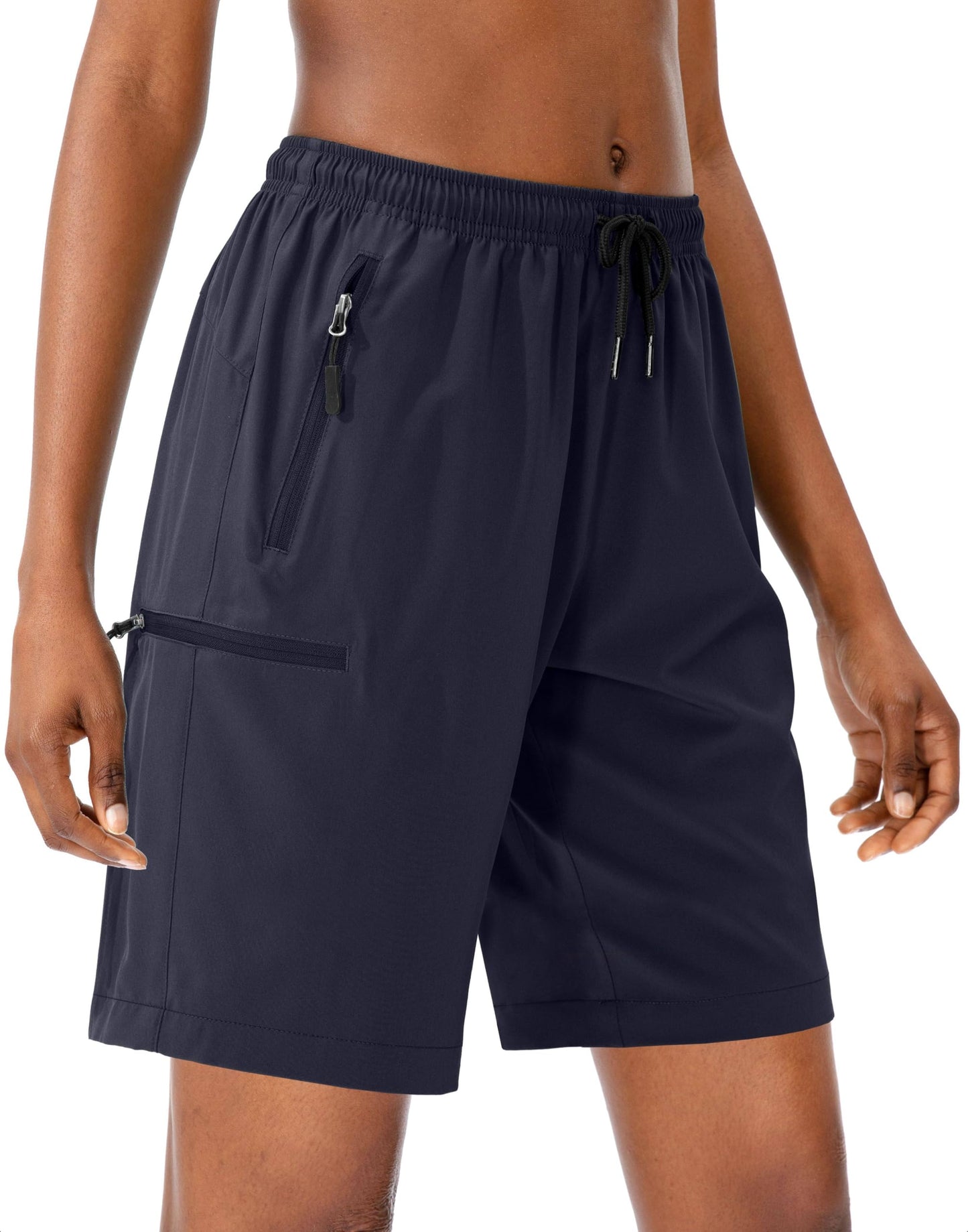 SANTINY Women's 5''/ 7''/9'' Hiking Cargo Shorts Quick Dry Lightweight Summer Shorts for Women Athletic Golf Zipper Pockets(Navy_3XL)