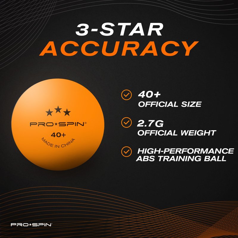 PRO-SPIN Ping Pong Balls - 3-Star Premium Orange Table Tennis Balls | High-Performance 40+ ABS Professional Quality | Ultimate Durability for Indoor & Outdoor Ping Pong Tables (Pack of 24)