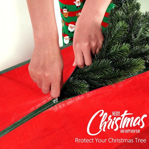 HABGP 9 ft Christmas Tree Storage Bag - Waterproof & Sturdy with Strong Handles, Red
