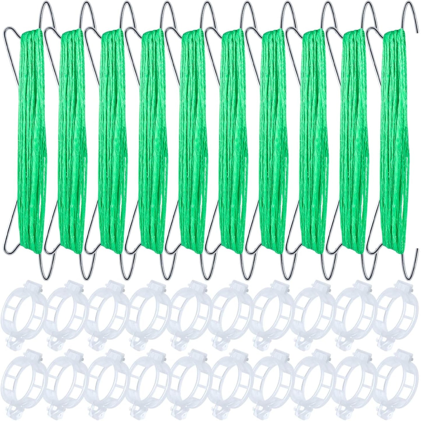 Skiennix Tomato Support Hooks - 30Pcs Plant Holder Clips with 33.3ft Twine for Secure Growth