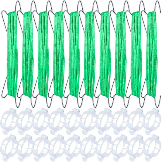 Skiennix Tomato Support Hooks - 30Pcs Plant Holder Clips with 33.3ft Twine for Secure Growth