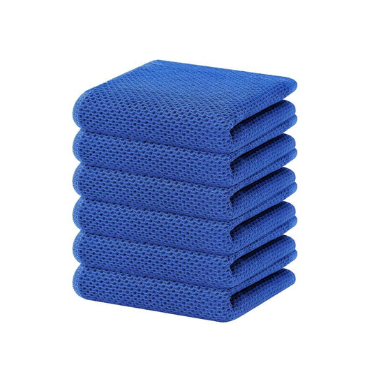 Homaxy 100% Cotton Waffle Weave Kitchen Dish Towels, Ultra Soft Absorbent Quick Drying Cleaning Towel, 13 x 28 Inches, 6-Pack, Blueberry