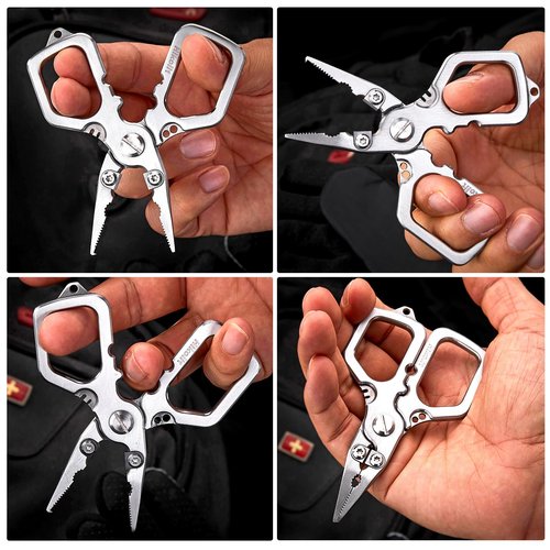 Hikolit 4 inch Fishing Pliers Saltwater, Stainless Steel Fishing Pliers with Split Ring, Fish Hook Remover, Tungsten Carbide Cutters, Fishing Gift for Men