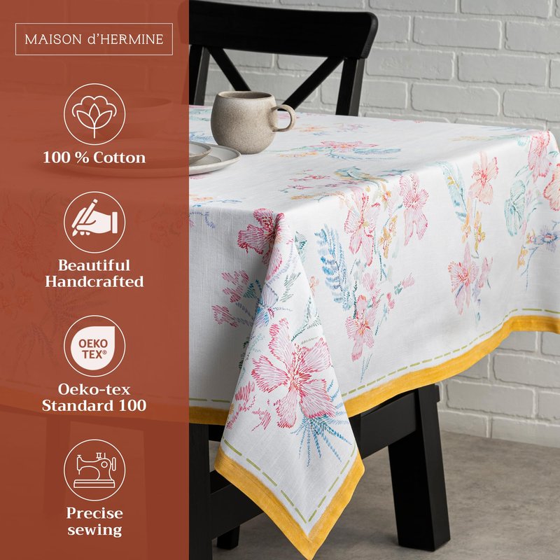 Maison d' Hermine Table Cloth Rectangle Table 100% Cotton 70 x 120 Inches Tablecloth Reusable Decorative for Dining Kitchen Room Farmhouse Home Gifts for Mothers Day Spring Summer - Paradise Island