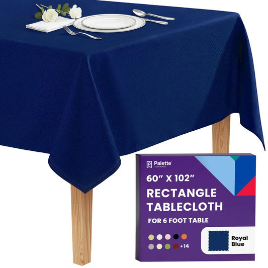 Gee Di Moda Rectangle Tablecloth - 60 x 102 Inch Royal Blue Table Cloth for 6 Foot Rectangle Tables - Heavy Duty Washable Fabric - for Holiday Party, Dinner, Weddings, Baby Shower & Events