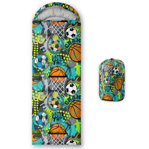 AILONEN Boys Kids Sleeping Bags,Lightweight,Waterproof,3 Season Warm & Cool Weather,Sport Basketball Camping Sleeping Bags for Boys Girls Kids,Traveling,Outdoors