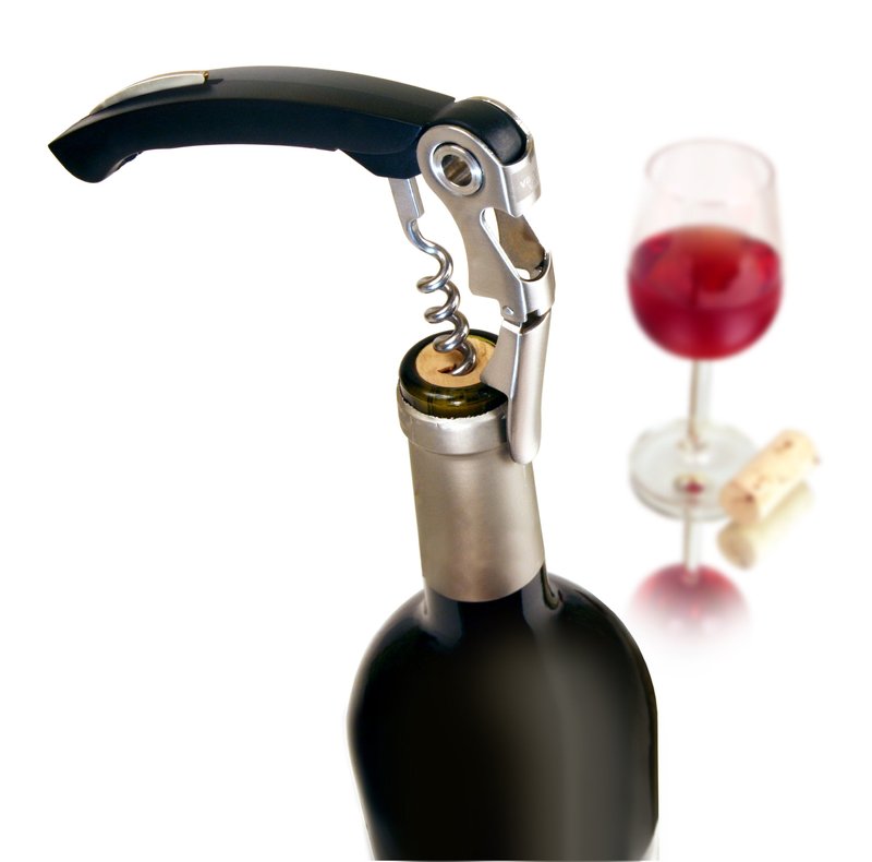 Vacu Vin Double-Hinged Corkscrew – Waiter’s Corkscrew with Foil Cutter & Bottle Opener – Durable Stainless Steel Wine Opener – Two-Step Leverage for Easy Cork Removal – Compact & Travel-Friendly
