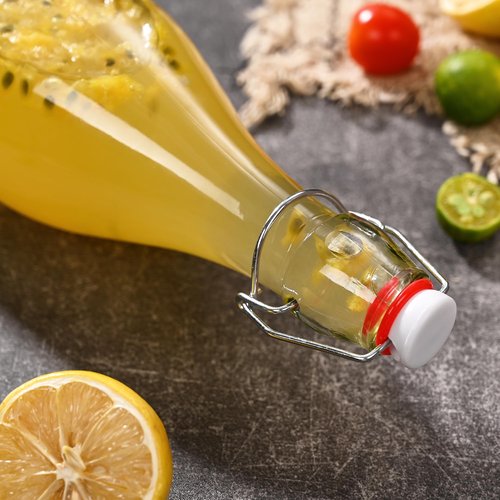 Fox Run Glass Flip Top Bottle, 1 Liter Air Tight Bottle with Flip Top Lid, 12.5" x 3.4"