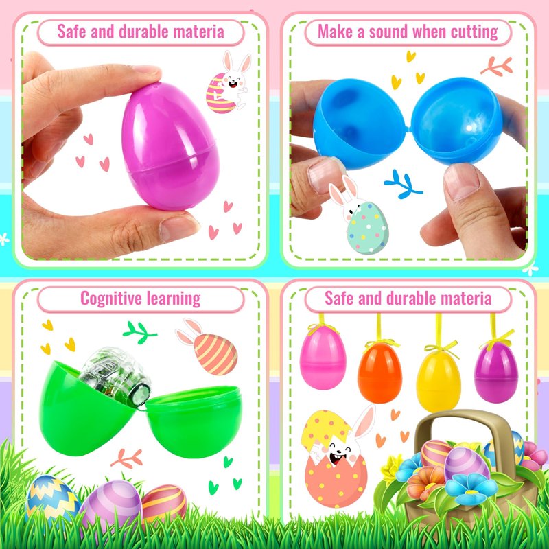 OCTERIC 120Pcs Easter Eggs, 2.3" Fillable Bright Colors Plastic Easter Eggs Empty for Easter Hunt, Easter Basket Stuffers, Party Favor, Classroom Prize Supplies