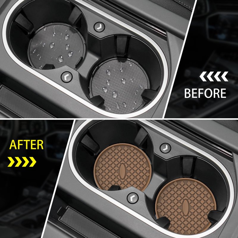 ME.FAN Car Cup Coasters [4 Pack] Silicone Car Coasters/Cup Mats, Non-Slip Recessed Car Interior Accessories Coffee